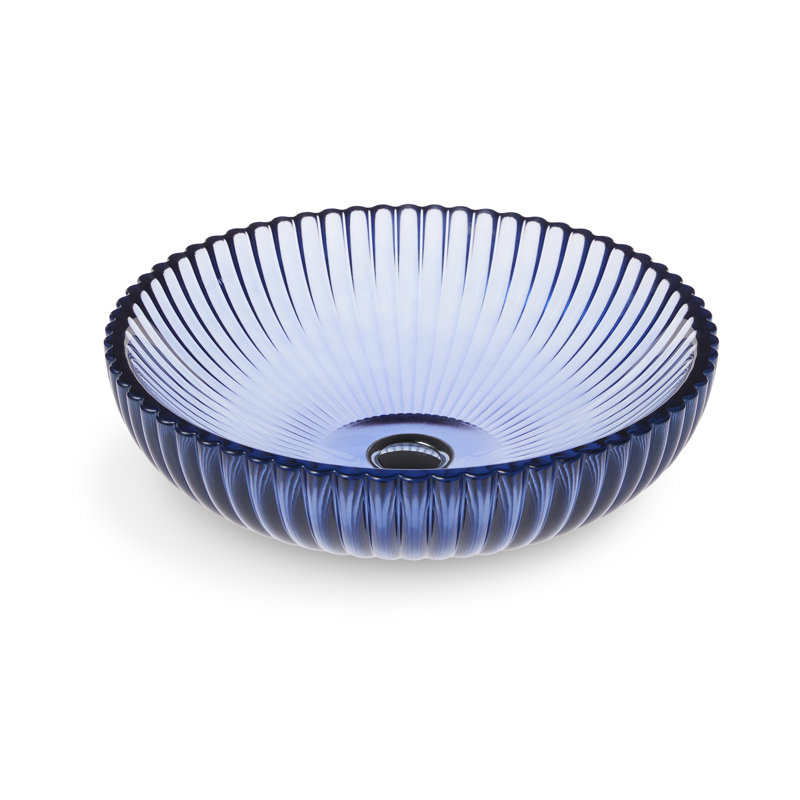 Salute Vessel Bathroom Sink, Translucent Sapphire