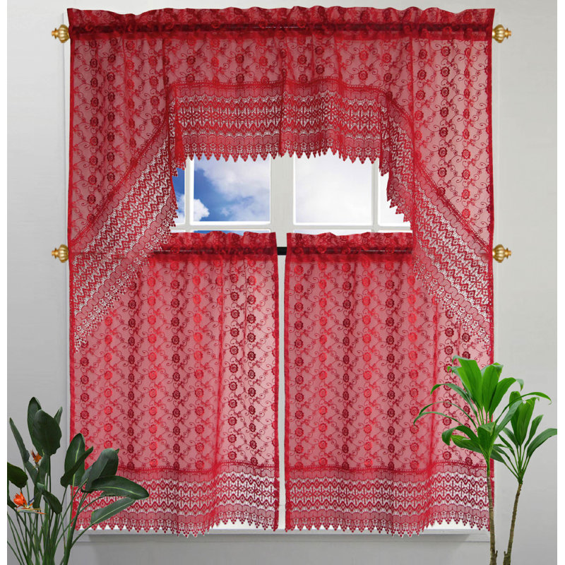 Ironton Swag Kitchen Curtain, Red