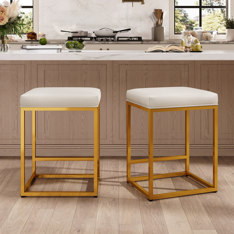 Tabouret de comptoir de cuisine moderne taupe foncé de 24 po avec repose-pieds rembourré Borough, 2