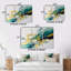 «Yellow Turquoise», ensemble d'art mural en métal formes abstraites jaunes et turquoise