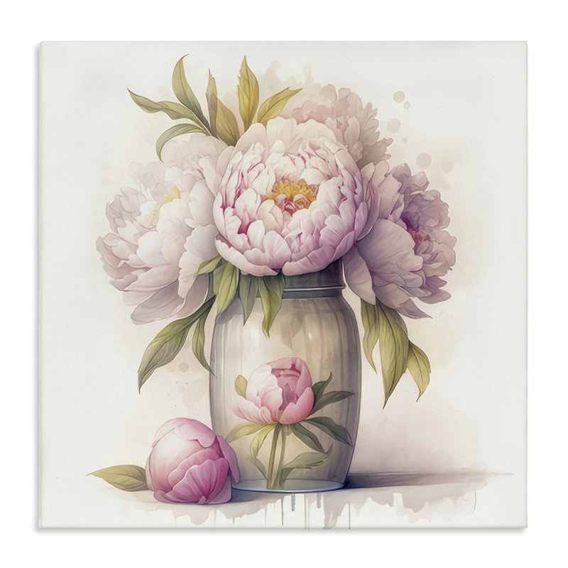 Art mural doux sur pivoines roses par LSR Design Studio, H 36 po x l 36 po