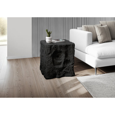 Table d'appoint, h 25 po, intérieur ou extérieur, bout, table de chevet, table d'appoint, carré, salon, chambre à coucher, noir, contemporain, moderne