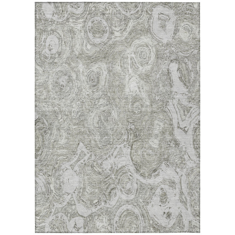 Tapis extérieur lavable abstrait taupe et beige 10 pi x 14 pi ivoire