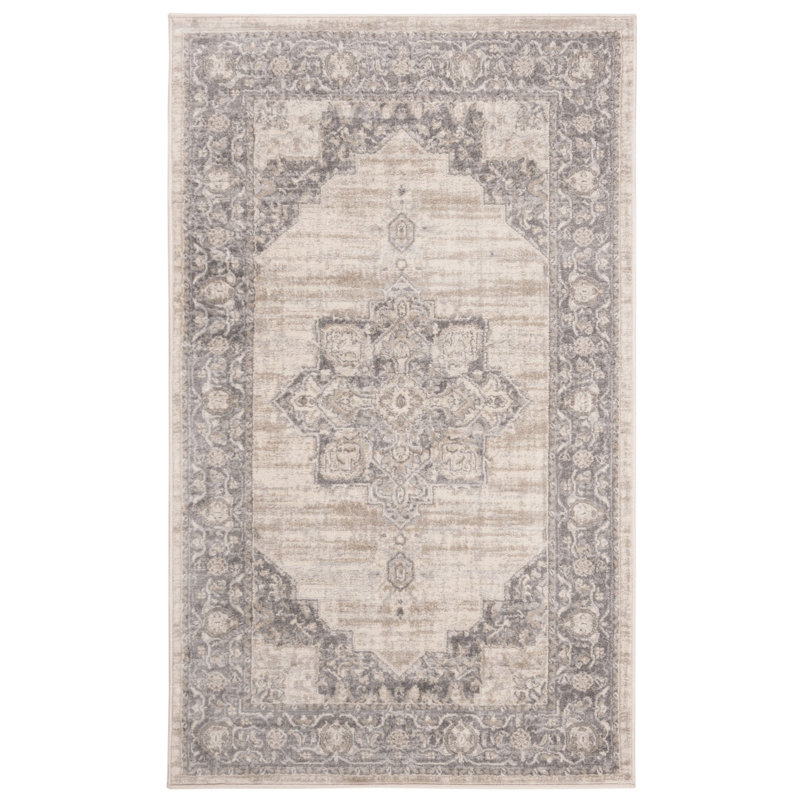 Aurelle Oriental Cream/Gray Area Rug, Rectangle 12' x 15'