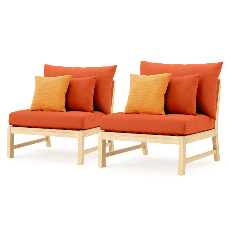 Chaise de patio Paulet avec coussins Sunbrella, Tissage uni Sunbrella® palette Cayenne