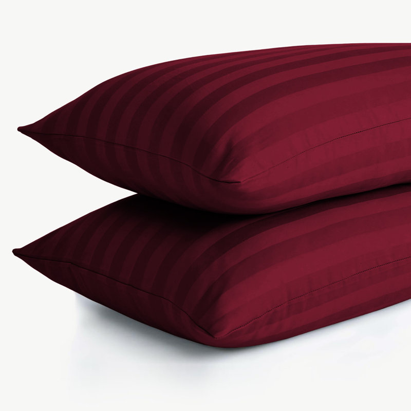 Aspire Homeware Ultra Soft & Breathable Microfiber Striped Pillowcase (Pack Of 2), Burgundy