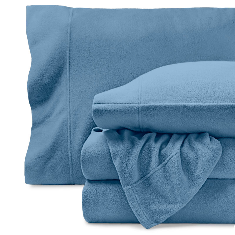 Premium Ultra Soft Polar Fleece Sheet Set, Split King Sheet Set, Coronet Blue