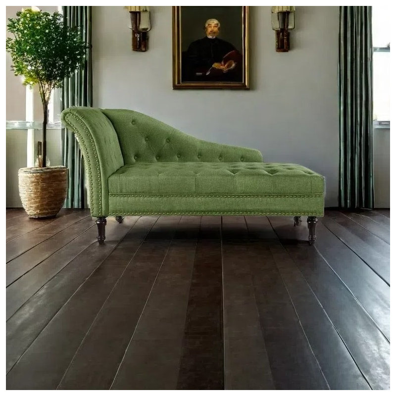 Chaise longue élégante de qualité décontractée, Orienté à gauche (vu de face), Vert gazon, Brun-roux