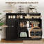 47" Buffet Sideboard Coffee Bar Storage Cabinet with Open Shelf, 2 Doors ,3 Drawers and Built-in Charging Station,Black-1665463304