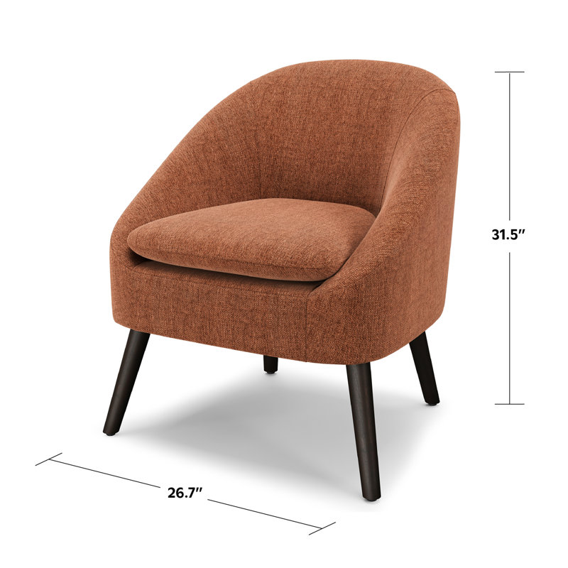 Redding Rust Upholstered Mid-Century Modern Accent Chair with Wood Legs