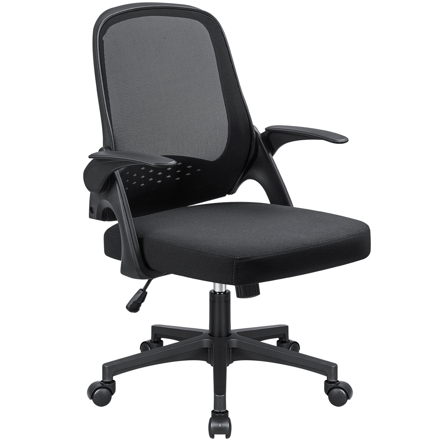 Hbada Office Chair, Desk Chair with Flip-Up Armrests and Saddle Cushion,  Ergonomic Office Chair with S-Shaped Backrest, Swivel, Mesh, for Home and