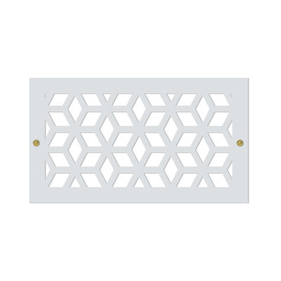 Stellar Air White Wall And Ceiling Registers With Brass Screws- 6x16 (Duct Opening) 8x18 Overall Size - Cubes