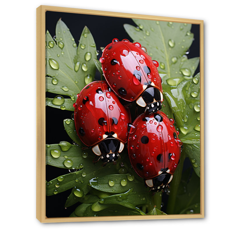 Tiny Ladybug Garden Guardians sur impression sur toile, Cadre naturel flottant, H 40 po x l 30 po x P 1,5 po