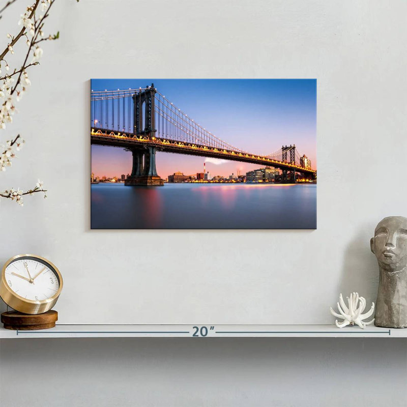 Lilie illuminé le pont de Manhattan, photographie, H 8 po x l 12 po