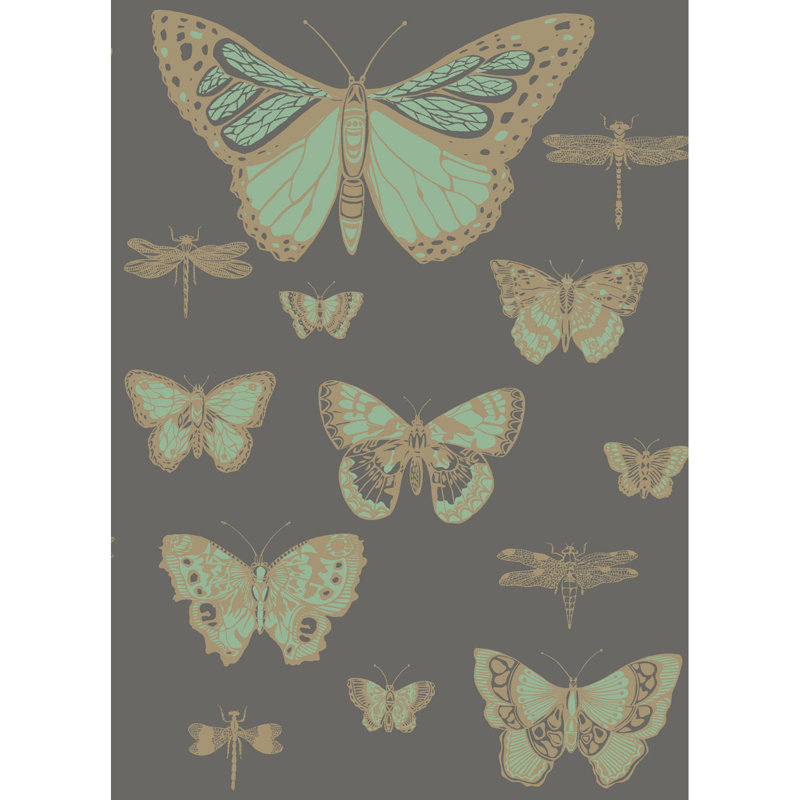 Whimsical Wallpaper Roll, Green/Charcoal