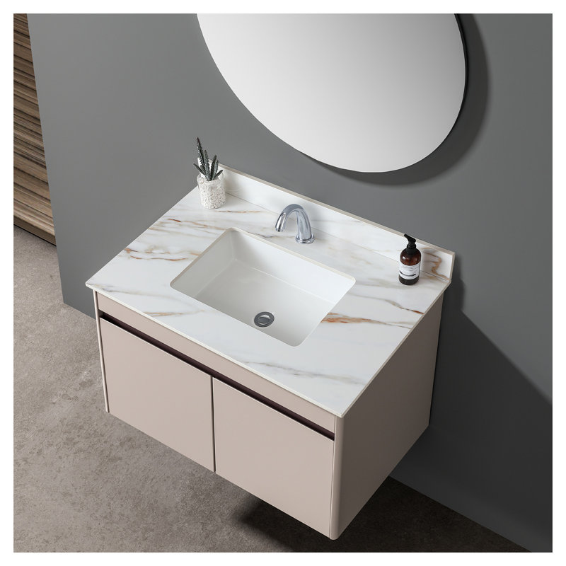 Comptoir de meuble-lavabo en pierre frittée 37 "avec lavabo encastré rectangulaire - comptoir en marbre blanc de Carrare avec dosseret 4"