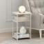 Odynn 3-Tier Industrial Metal Frame End Table with Storage Shelves, 2 Pieces Set