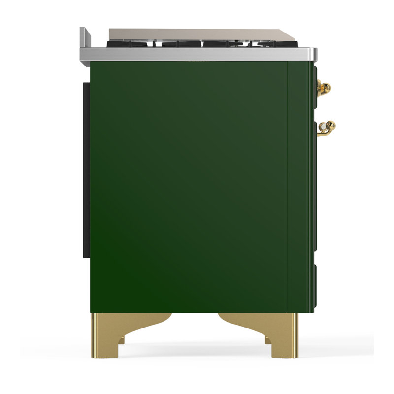 Majestic III Series 36 Inch Dual Fuel Range with 6 Sealed Burners, Griddle, in Glossy Black (Natural Gas, Brass Trim), Copper