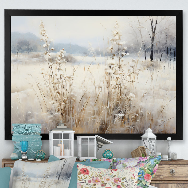 Winter Meadow View Calmness I - Meadow Wall Art, 20" H x 12" W x 1" D, Black Closed Corner Frame