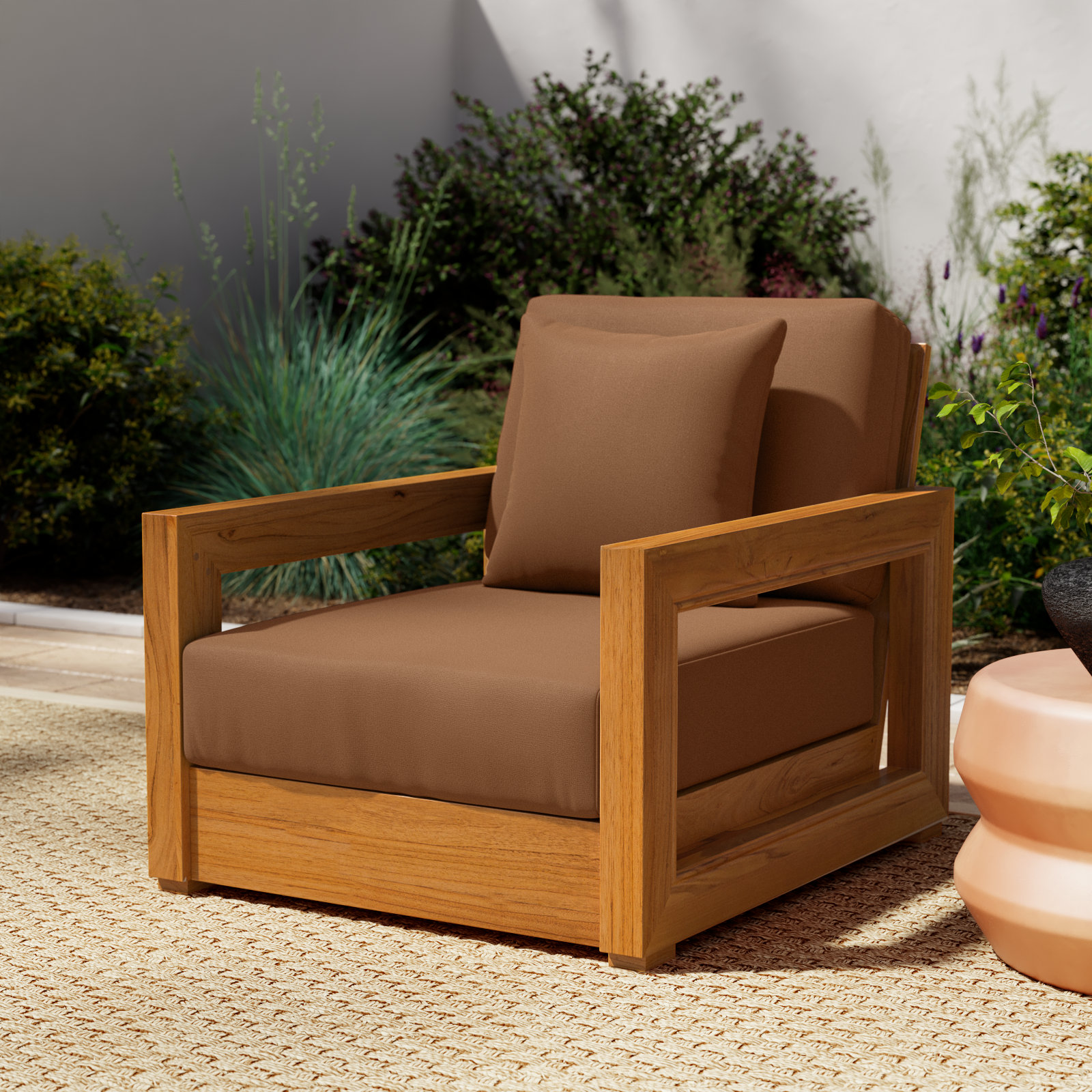 Melrose Teak Outdoor Lounge Chair, Brown