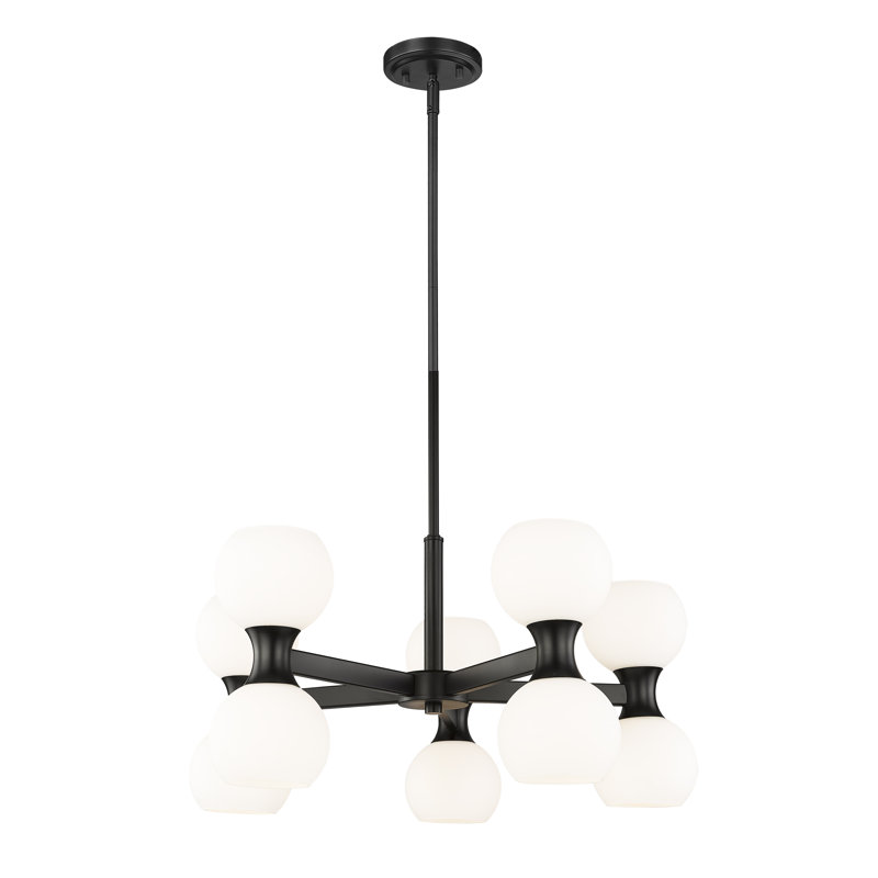 10 - Light Dimmable Geometric Chandelier, Matte Black