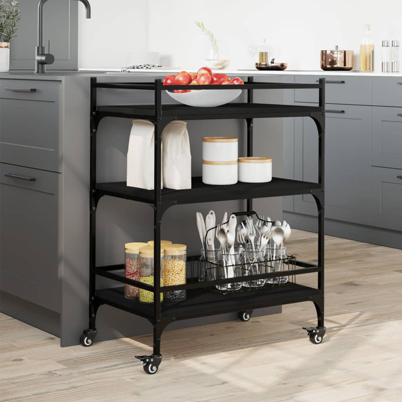 Newfolden Metal Bar Cart, Black