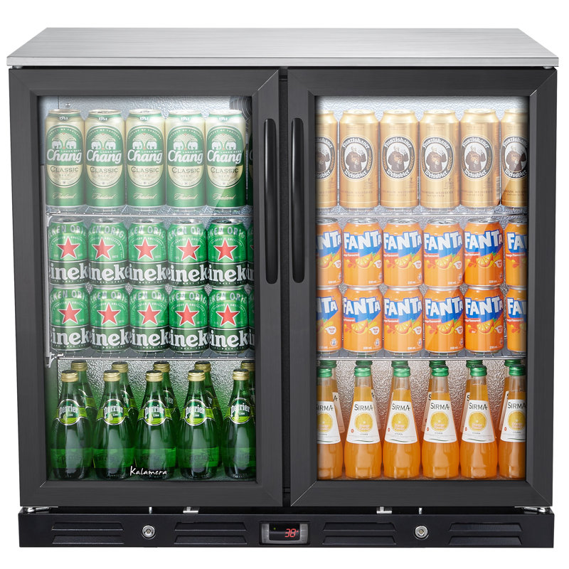 Kalamera two-door 7.3cu.ft back bar undercounter commercial beverage cooler with 304 S/S top board