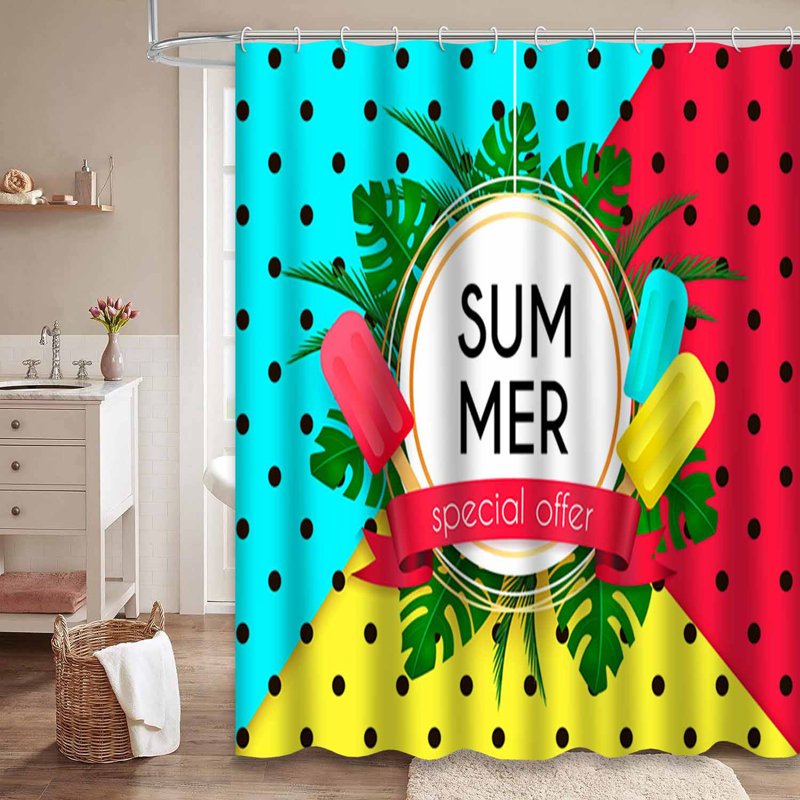 Rideau de douche imperméable avec 12 crochets SummerScoop, L 72 po x l 72 po