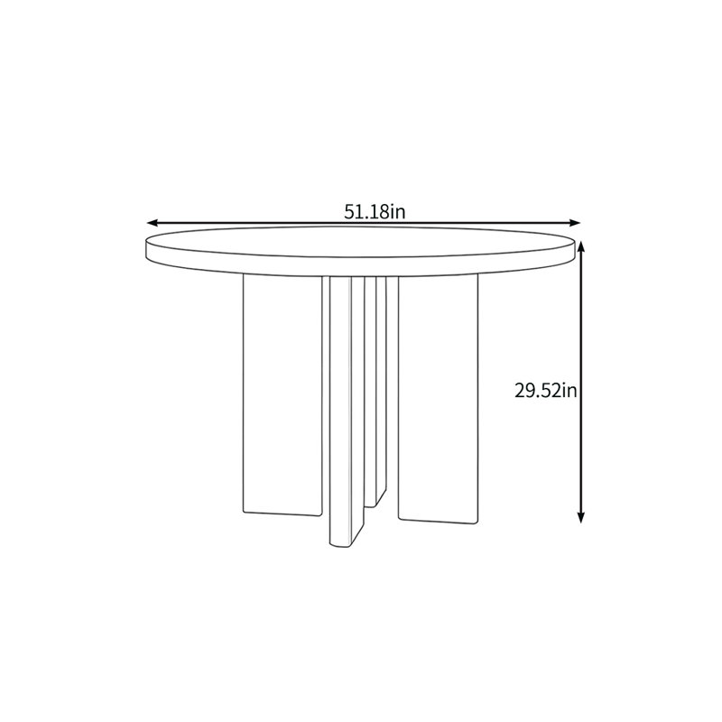 Table en bois durable et écologique, H 29,52 po x L 51,18 po x l 51,18 po