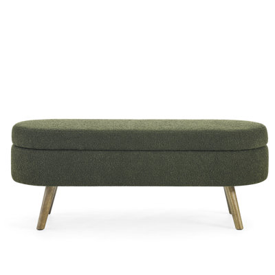 Storage Bench Oval - 43.5"X16"X16", Rubber Wood Legs, Handmade, Versatile Home Furnishing Footstool Seat Legs