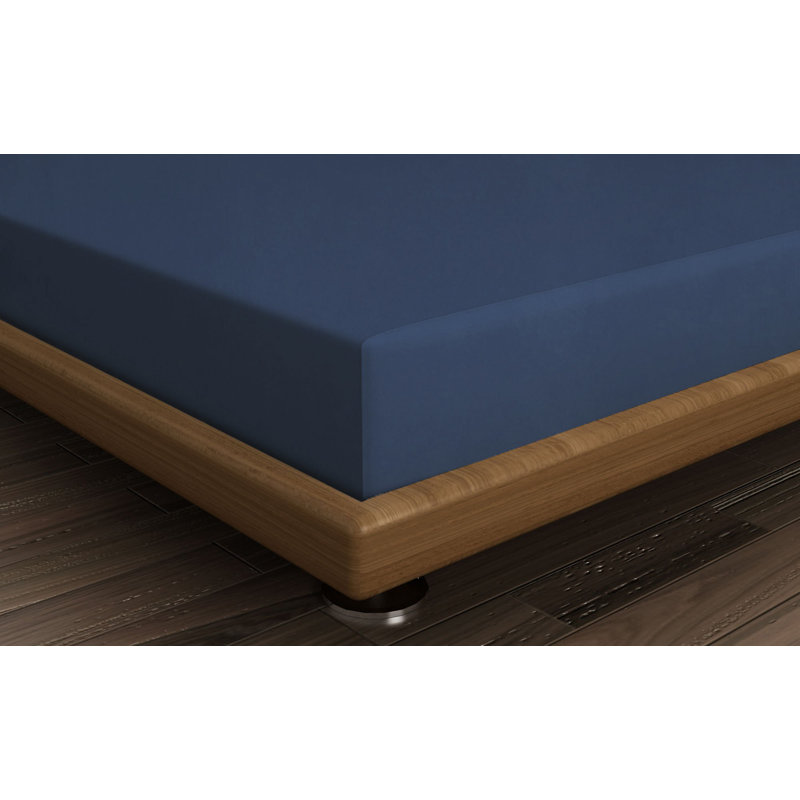 Luxurious 100% Cotton Fitted Sheet, Dark Blue, 63 x 79 + 11.8 | 155 Thread Count, Soft & Breathable | Machine Washable at 86°F | Perfect for a Cozy Sleep Experience, Durable & Elegant Design