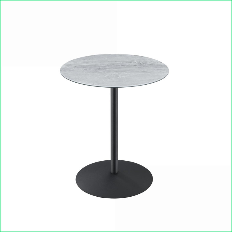 Table basse en marbre gris texturé peu encombrant avec base en acier robuste, facile à nettoyer pour le salon