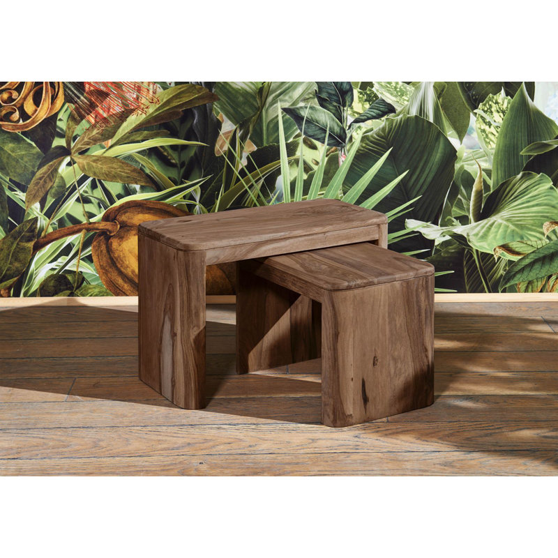 Toronto Solid Wood Sled Nesting Tables, Smoked Cherry 