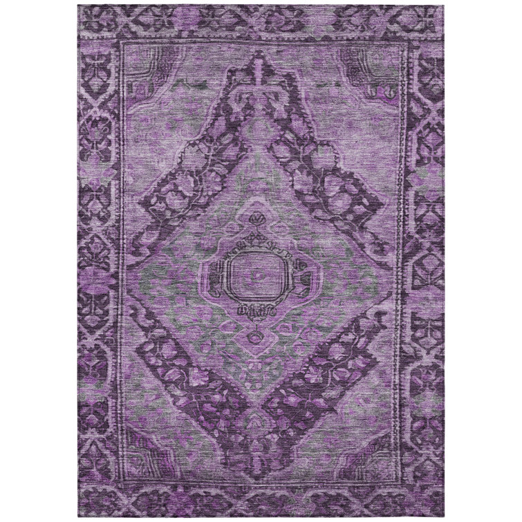 Machine Washable Indoor/Outdoor Xhevrie Eggplant Rug