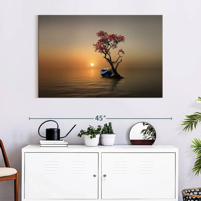 Mehar Tree Moored Boat, 26" H x 39" W