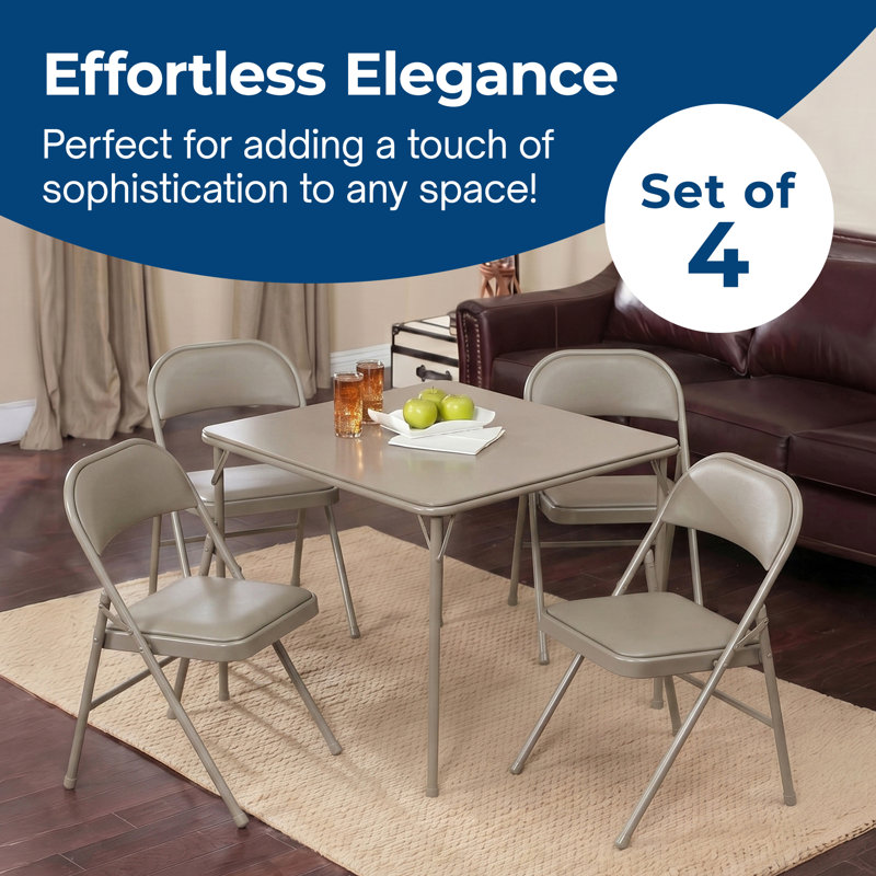 Latitude Run® Sudden Comfort Deluxe Chicory Lace Vinyl Padded Folding Chair, (Set of 4)