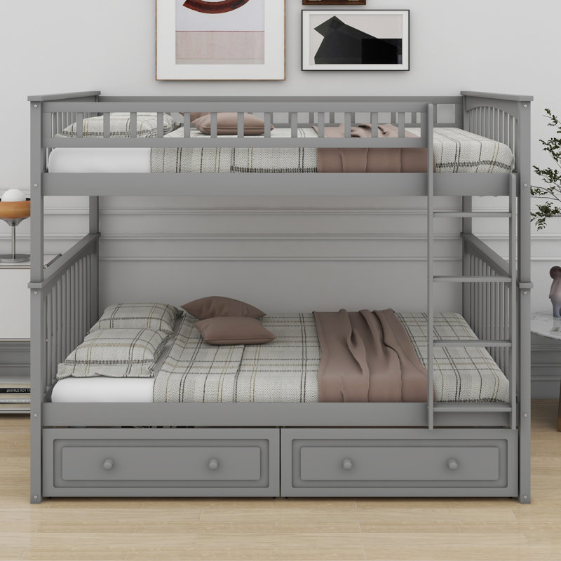Bunk Bed With Drawers, Convertible Beds, Grey