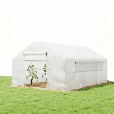 13' X 10' X 6.5' Greenhouse With Upgraded Galvanized Steel Frame And Large Windows,
