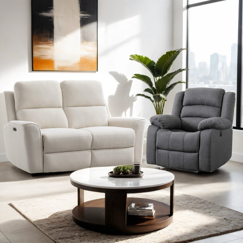 Ensemble de salon inclinable 2 pièces Drewry, Gris