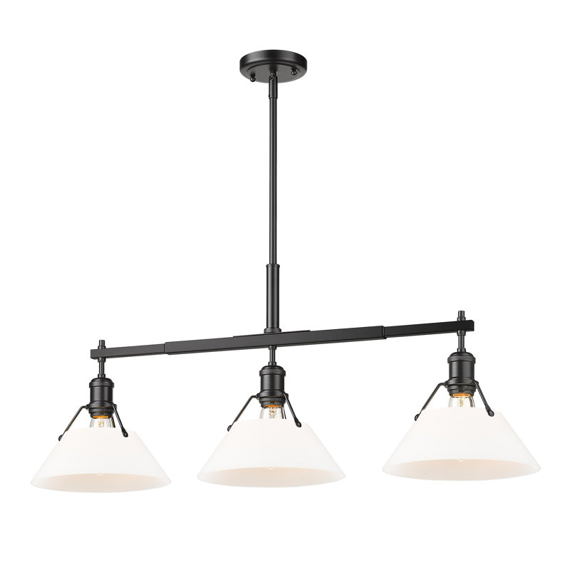 Weatherford 3 - Light Kitchen Island Pendant, Opal Glass, Matte Black