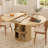 Dining Table For 4-6,63“Extendable Round Kitchen Dining Room Table With 2-Tier Storage Shelf, Space Saving Expandable Wood Oval Circle Dinner Furniture With Pedestal Base-2133604546