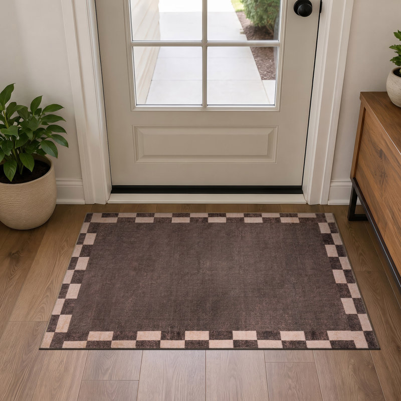 Tapis brun châtaigne à revers antidérapant lavable à la machine, Brun, 2 pi x 4 pi