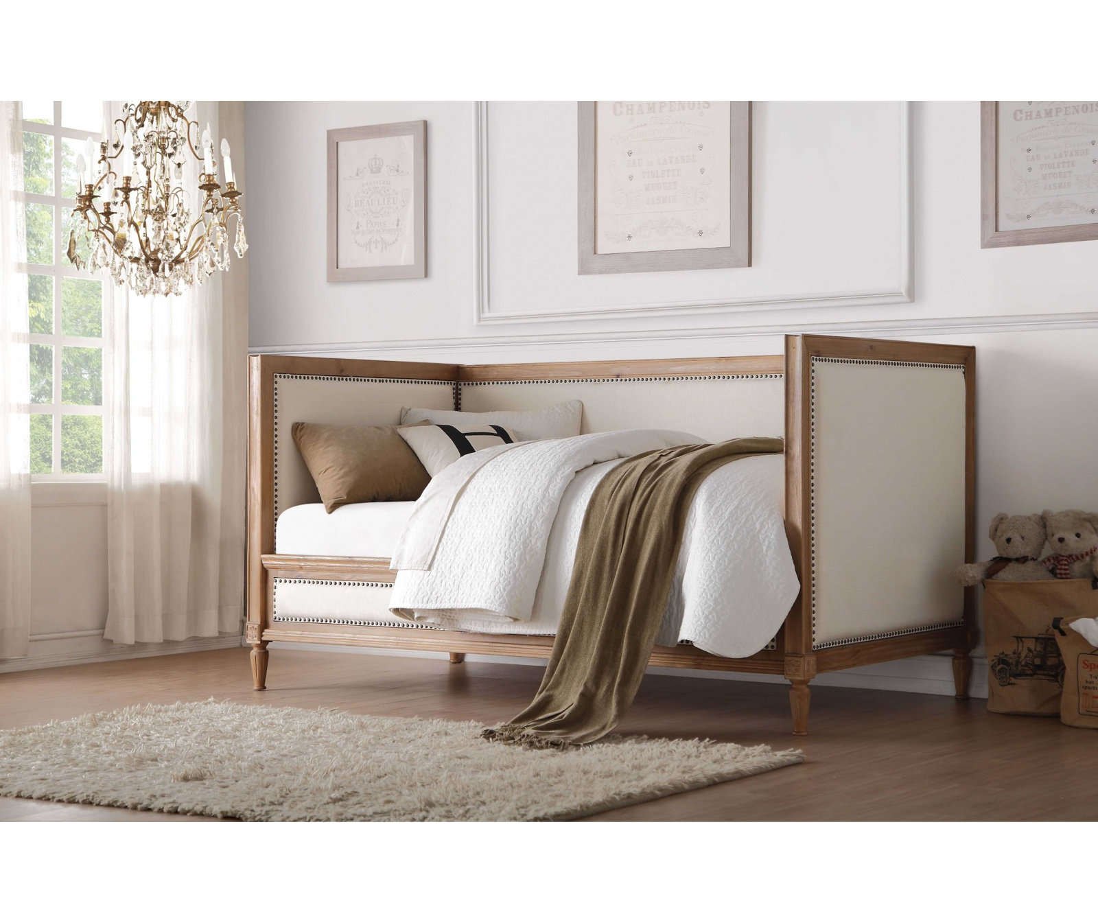 Daybed - Twin, Cream/Salvage Oak