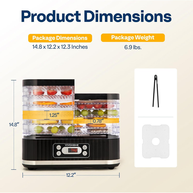 VIVOHOME 400 Watt Food Dehydrator, Black