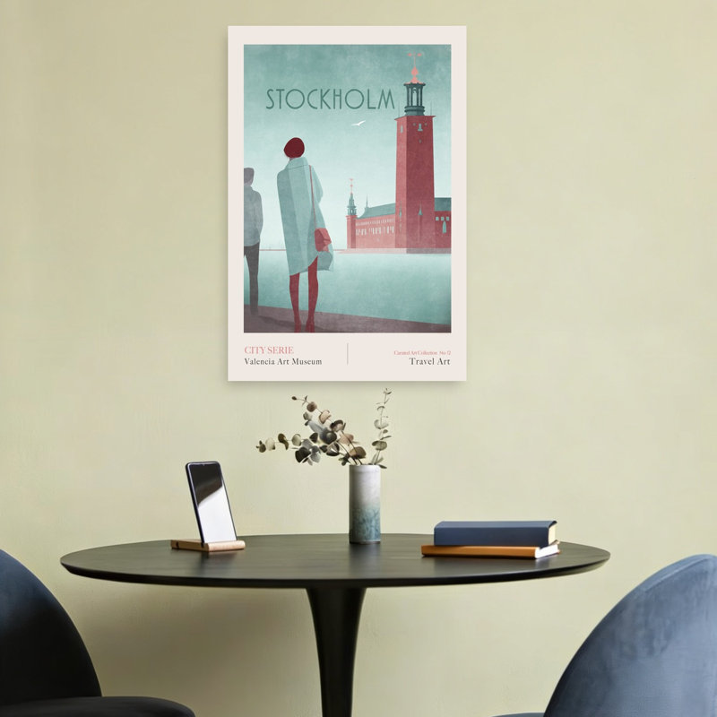 Stockholm 2 - Stockholm City Hall Elegant Retro Serene Architecture City Wall Art Print 1 Piece Wrapped Canvas Wall Art