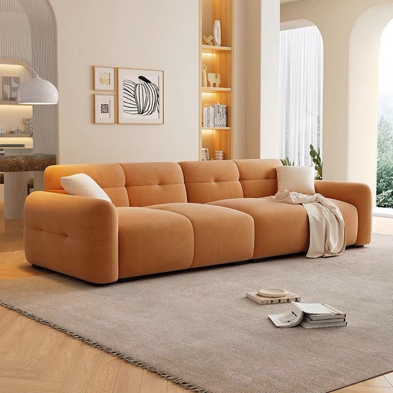 Canapé de salon moderne et simple, Orange, H 29,92 po x l 94,49 po x P 35,43 po, 3