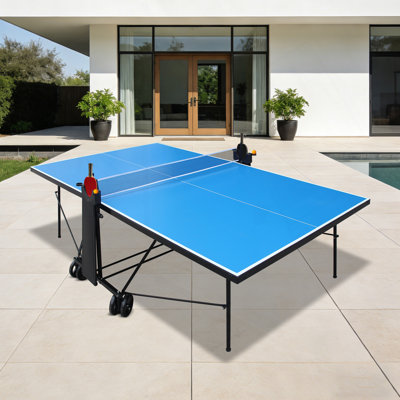 Offical Size Outdoor Table Tennis Table Foldable & Portable Ping Pong Table Set For Indoor Games With Net, 2 Table Tennis Paddles And 3 Balls