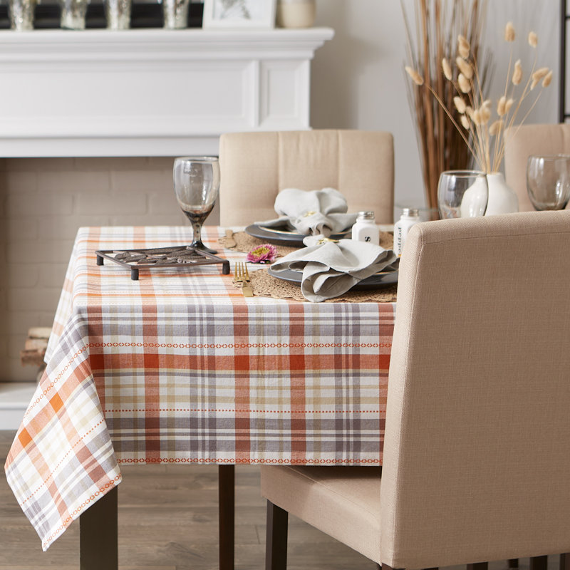 Mariadel Machine Washable Cotton Plaid Tablecloth , 60" x 104"
