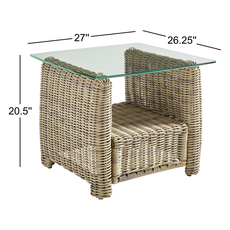 Joey 27'' Glass Outdoor Side Table