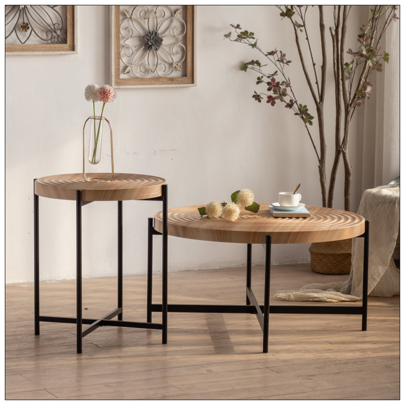 2 Piece Round Coffee Table Set